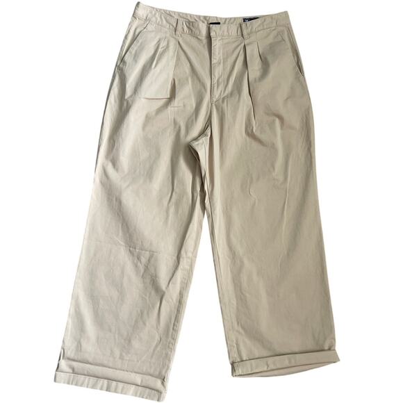 GAP Plus Size High Rise Pleated Wide Leg Khakis with Washwell Size 16 - Picture 10 of 12